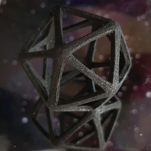 Matte Black Icosahedron D20 20 Sided Pendant 3D Printed 30mm